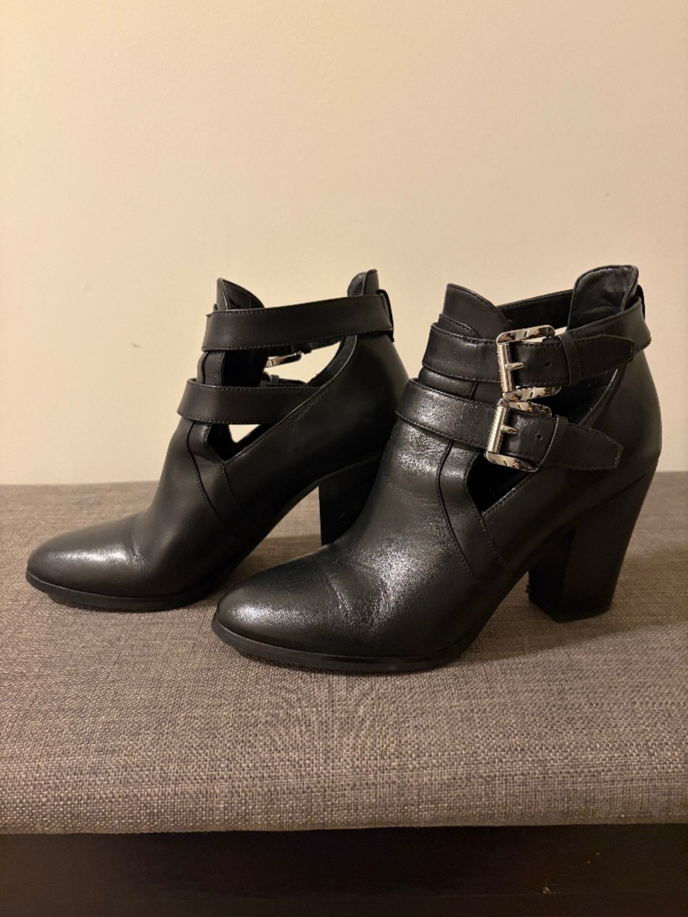 Black Leather Micheal Kors Ankle Boots